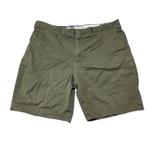 Polo Ralph Lauren Mens Green Khaki Stretch Classic Fit Flat Front Shorts Size 40